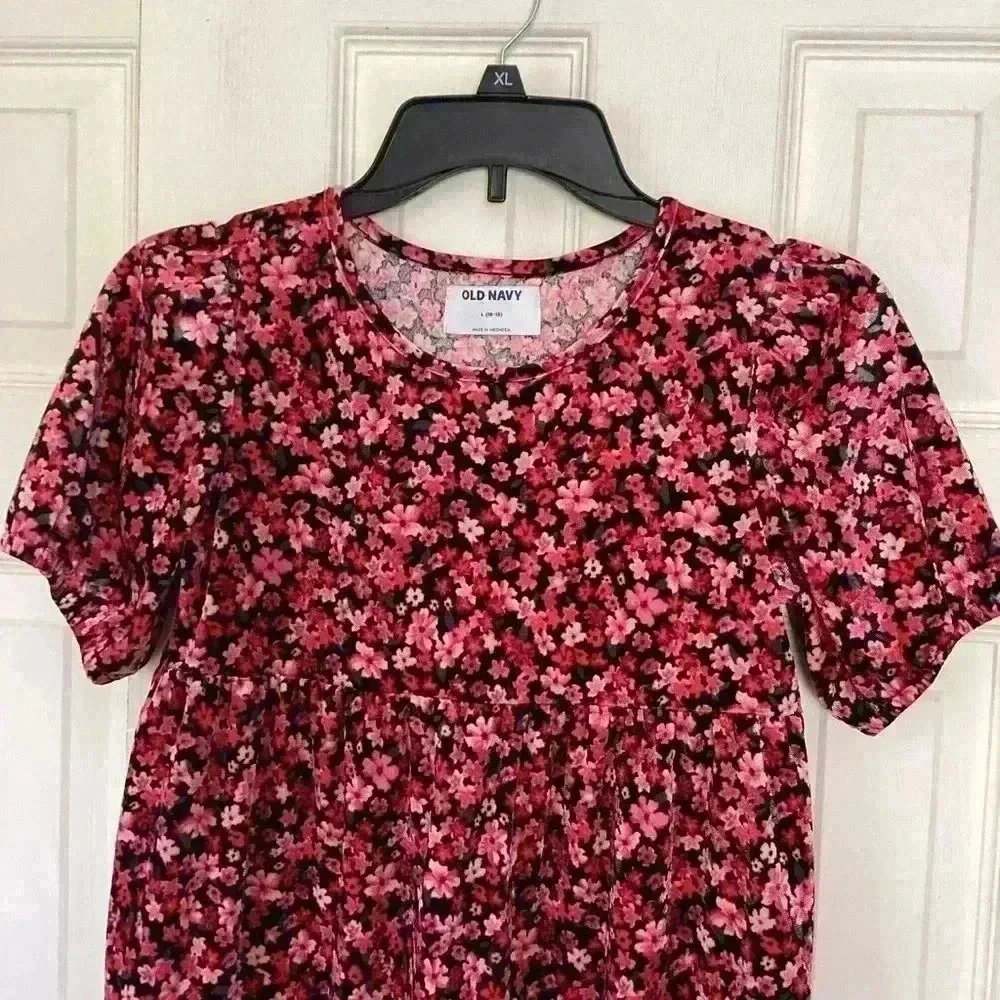 Old NV Cozy Velour Puff-Sleeve Swing Dress for Girls Size Large (10-12)